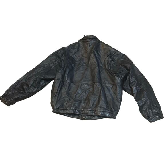 Vintage Wenatchee Wild Black Leather Bomber Jacket Full Zip Embroidered Logo - Picture 3 of 9